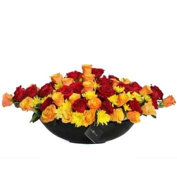 Vibrant Yellow and Orange Rose Flowers